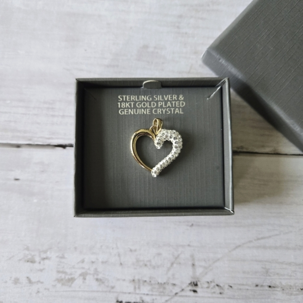 Sterling Silver Gold Plated Crystal Heart Pendent